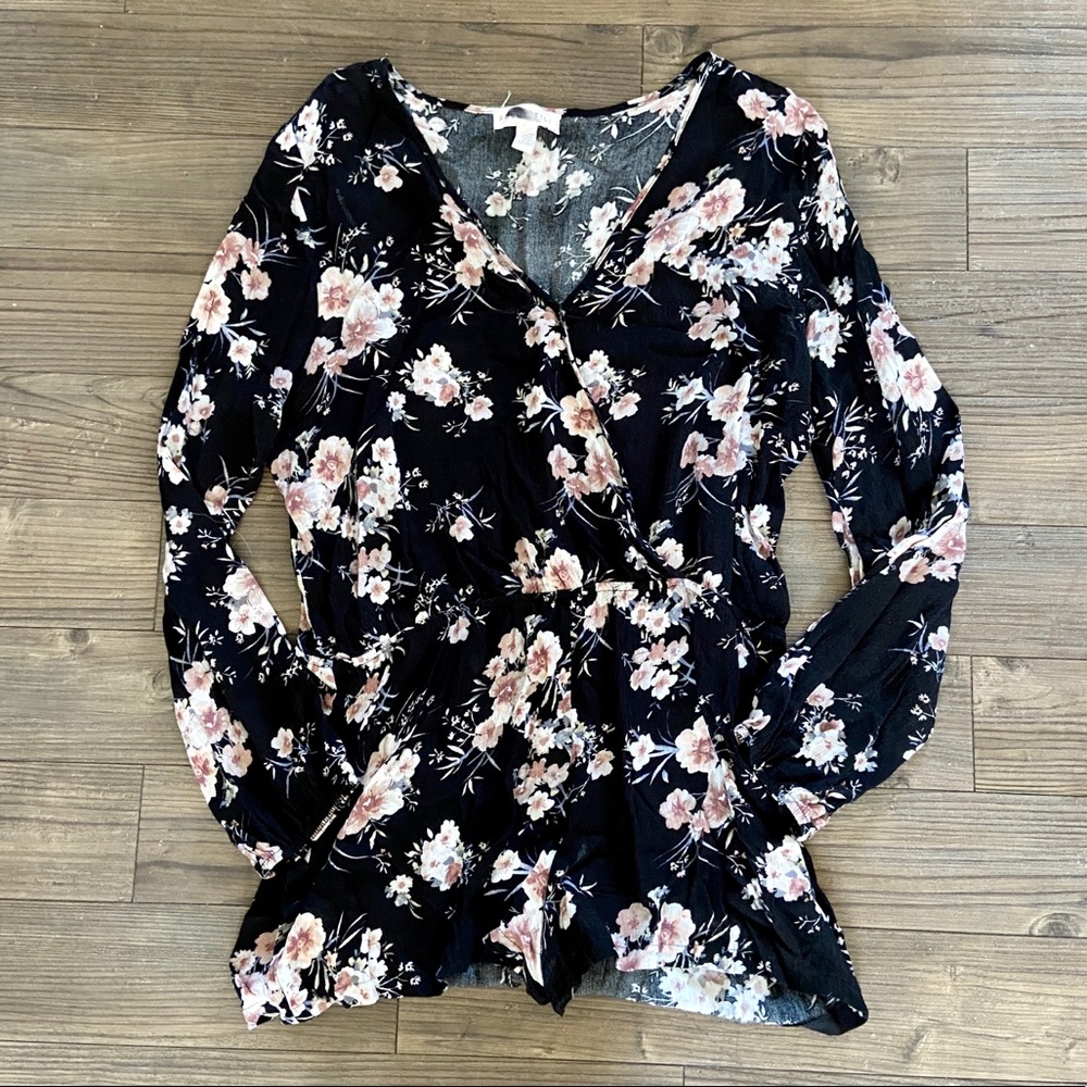 [Full Tilt] Black Floral Romper - XL
